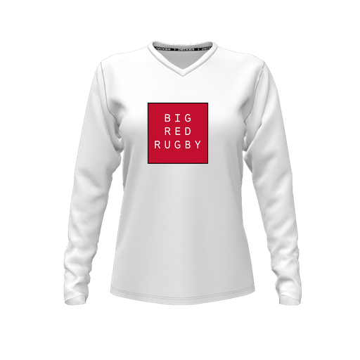 [CUS-DFW-TEES-CMF-VNK-LSL-WHT-FYXS-LOGO1] Comfort T-Shirt (Female Youth XS, White, V Neck, Logo 1, Long Sleeve)