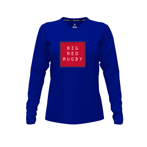 [FTLVCFRY-FYXS-LOGO1] Decker Comfort T-Shirt (Female Youth XS, Royal, V Neck, Logo 1, Long Sleeve)