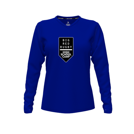 [CUS-DFW-TEES-CMF-VNK-LSL-RYL-FYXS-LOGO2] Comfort T-Shirt (Female Youth XS, Royal, V Neck, Logo 2, Long Sleeve)