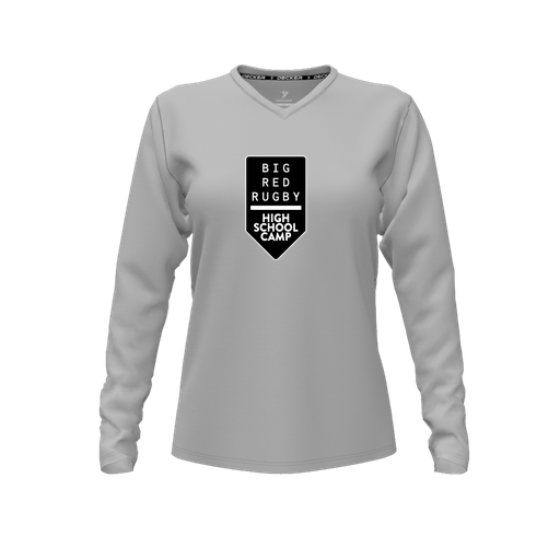 [CUS-DFW-TEES-CMF-VNK-LSL-GRY-FYXS-LOGO2] Comfort T-Shirt (Female Youth XS, Gray, V Neck, Logo 2, Long Sleeve)