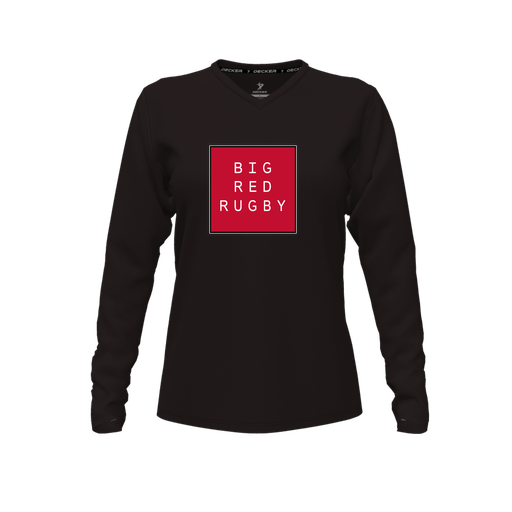 [CUS-DFW-TEES-PER-VNK-LSL-BLK-FYXS-LOGO1] Performance T-Shirt (Female Youth XS, Black, V Neck, Logo 1, Long Sleeve)