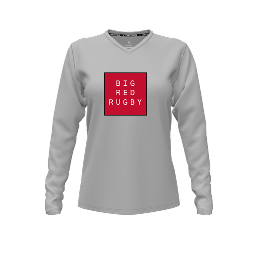 [CUS-DFW-TEES-PER-VNK-LSL-GRY-FYXS-LOGO1] Performance T-Shirt (Female Youth XS, Gray, V Neck, Logo 1, Long Sleeve)
